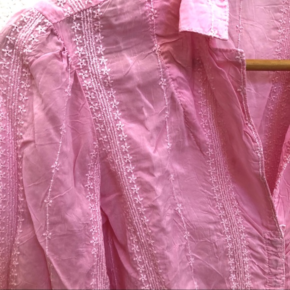 Johnny Was Pink Embroidered Button Down Blouse XS - Picture 6 of 13